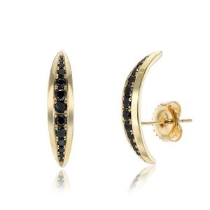 Dru Jewelry 14k yellow gold and Black Diamond Ear Cuff - SOLD AS A SINGLE